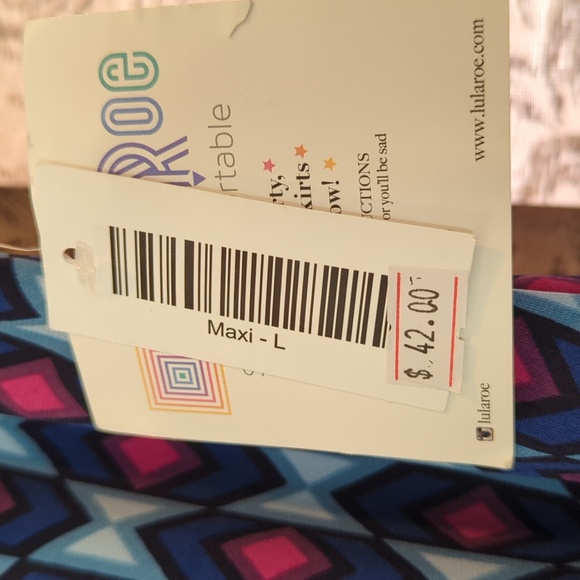 LuLaRoe Large Maxi Skirt, NWT - blue and magenta - Picture 3 of 3